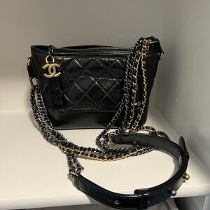 Chanel Gabrielle Black Quilted Leather Chain Bag